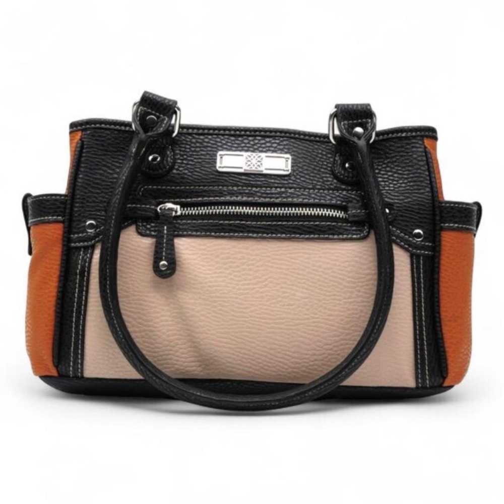 George Classic Colorblock Tote Bag in Black, Beige & Brown